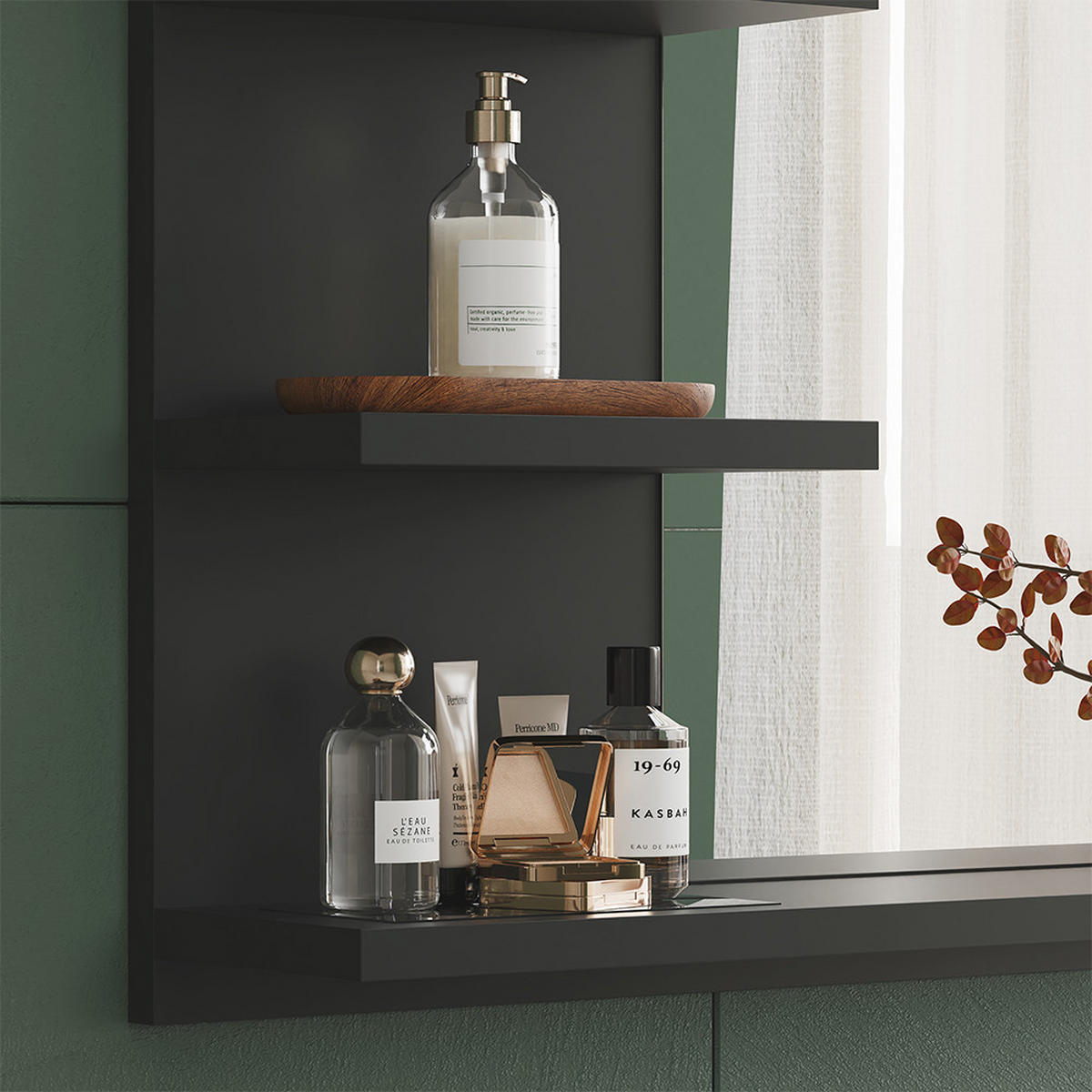 BADSPIEGELSCHRANK Wilbur Anthrazit 78 x 50 cm mit Regalen - Anthrazit, Holzwerkstoff (78/50/13.6cm) - Vicco