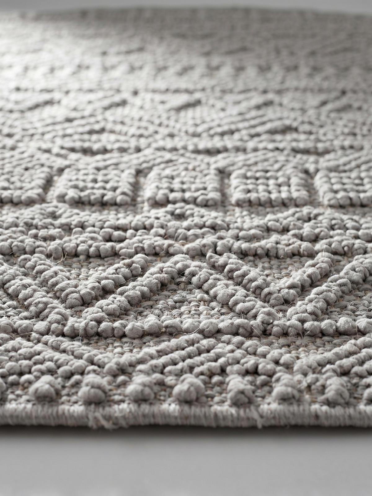 TEPPICH Flachgewebe LANGAU in Silber, mit Ethno-Streifen, Ø 200 cm - Silberfarben, Textil (200/200cm) - KADIMA DESIGN
