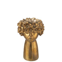 BLUMENTOPF NEBU KOPF - Polyresin - Gold - L - Ø 18,5 cm - Goldfarben, Glas/Naturmaterialien (18.5/35cm) - J-Line