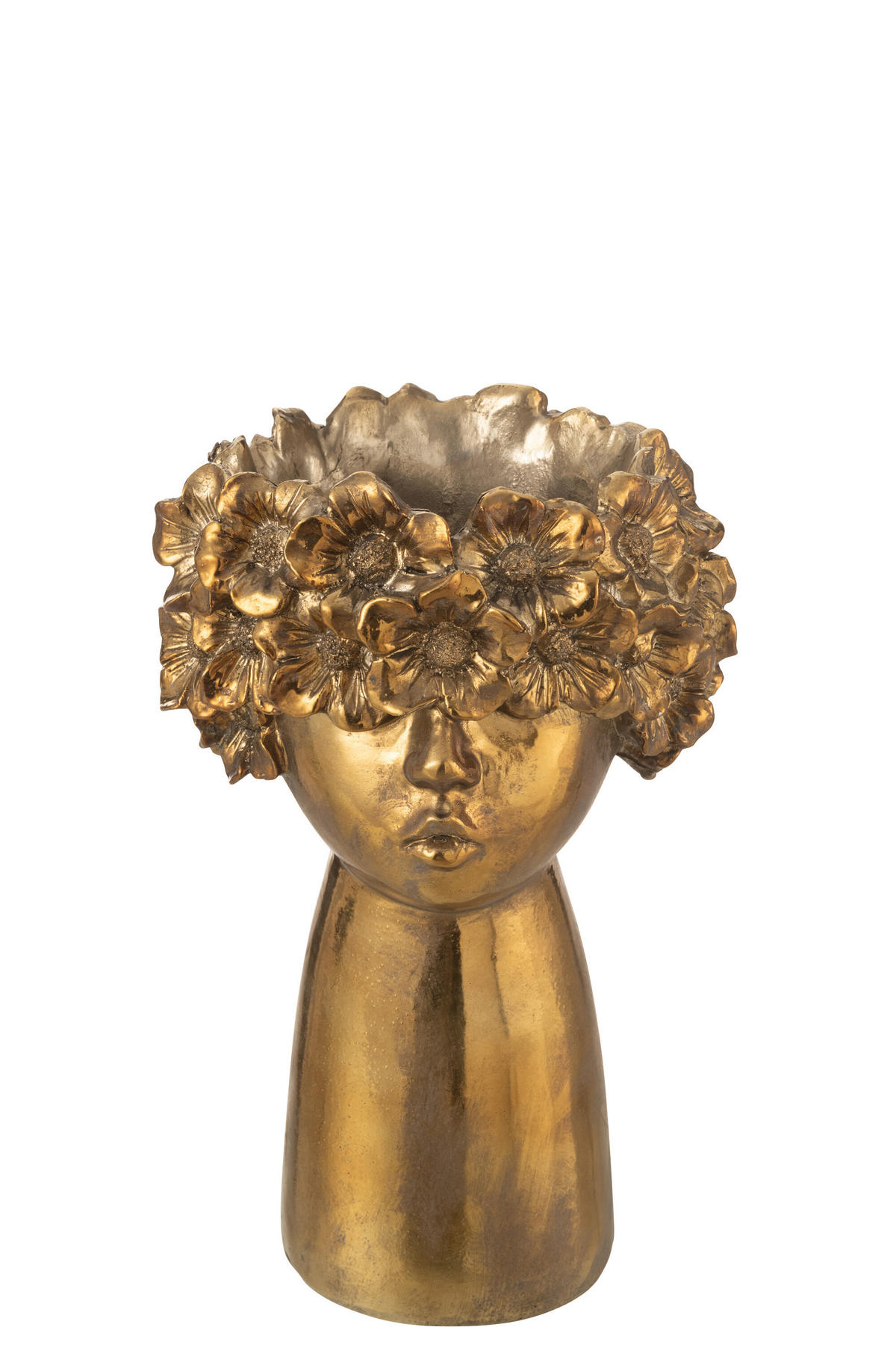 BLUMENTOPF NEBU KOPF - Polyresin - Gold - L - Ø 18,5 cm - Goldfarben, Glas/Naturmaterialien (18.5/35cm) - J-Line