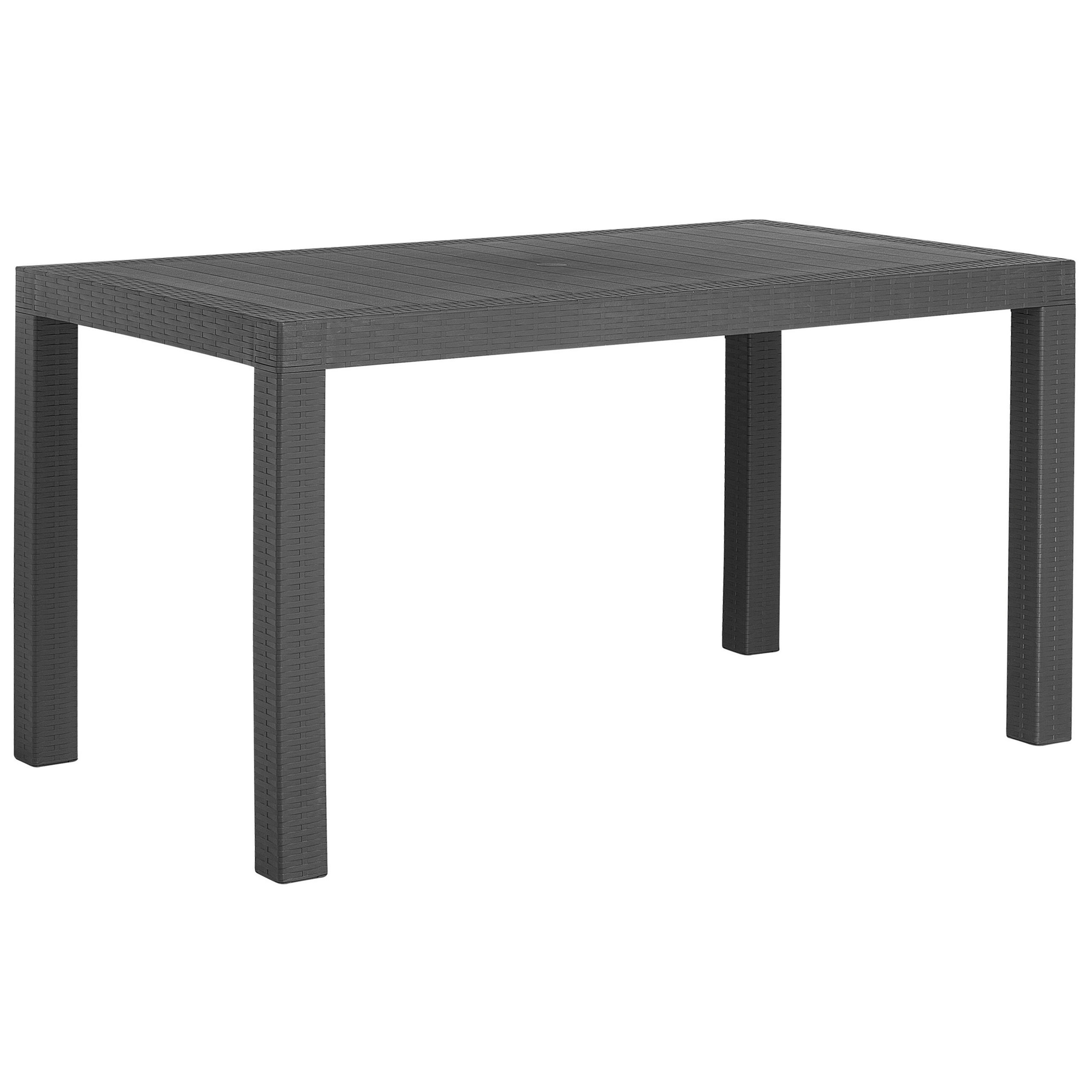 GARTENTISCH Rattanoptik graphitgrau 140/80 cm Fossano - Graphitfarben, Kunststoff (140/80/76cm) - Beliani