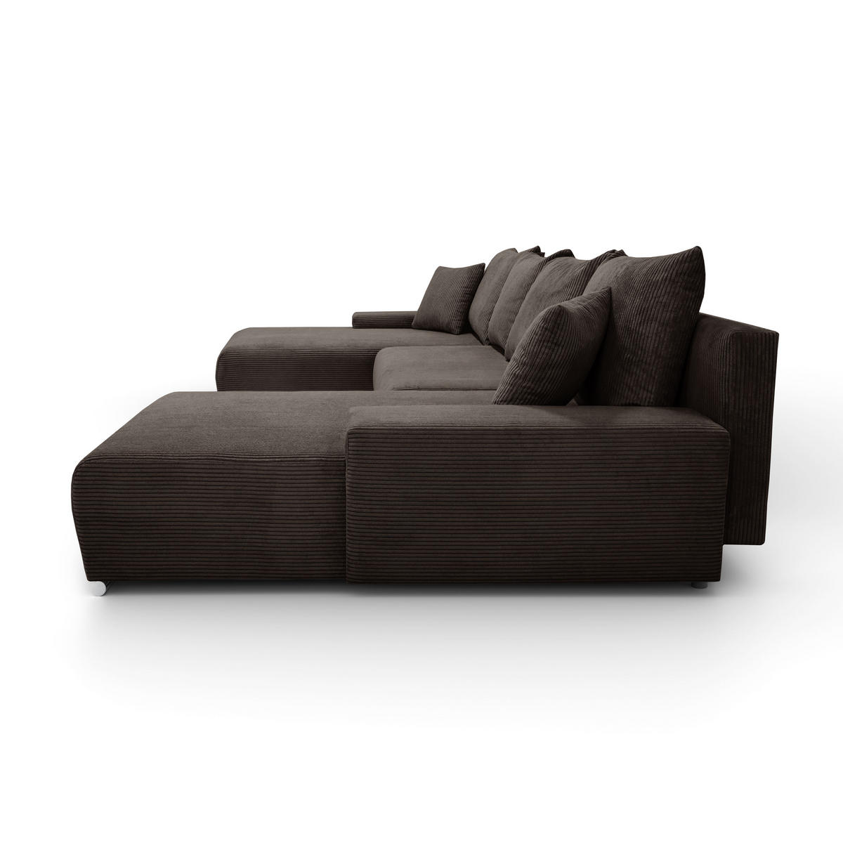 ECKSOFA U-Form Livorno Schlaffunktion Cord-Stoff Braun - Braun, Holz/Kunststoff (348/93/188cm) - Kaiser Möbel