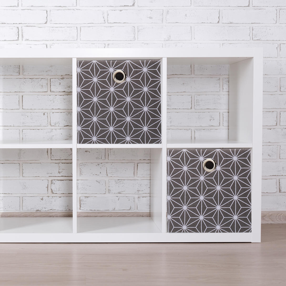 2XAUFBEWAHRUNGSBOX - Grau, Papier/Textil (30/30.5/30cm) - Relaxdays