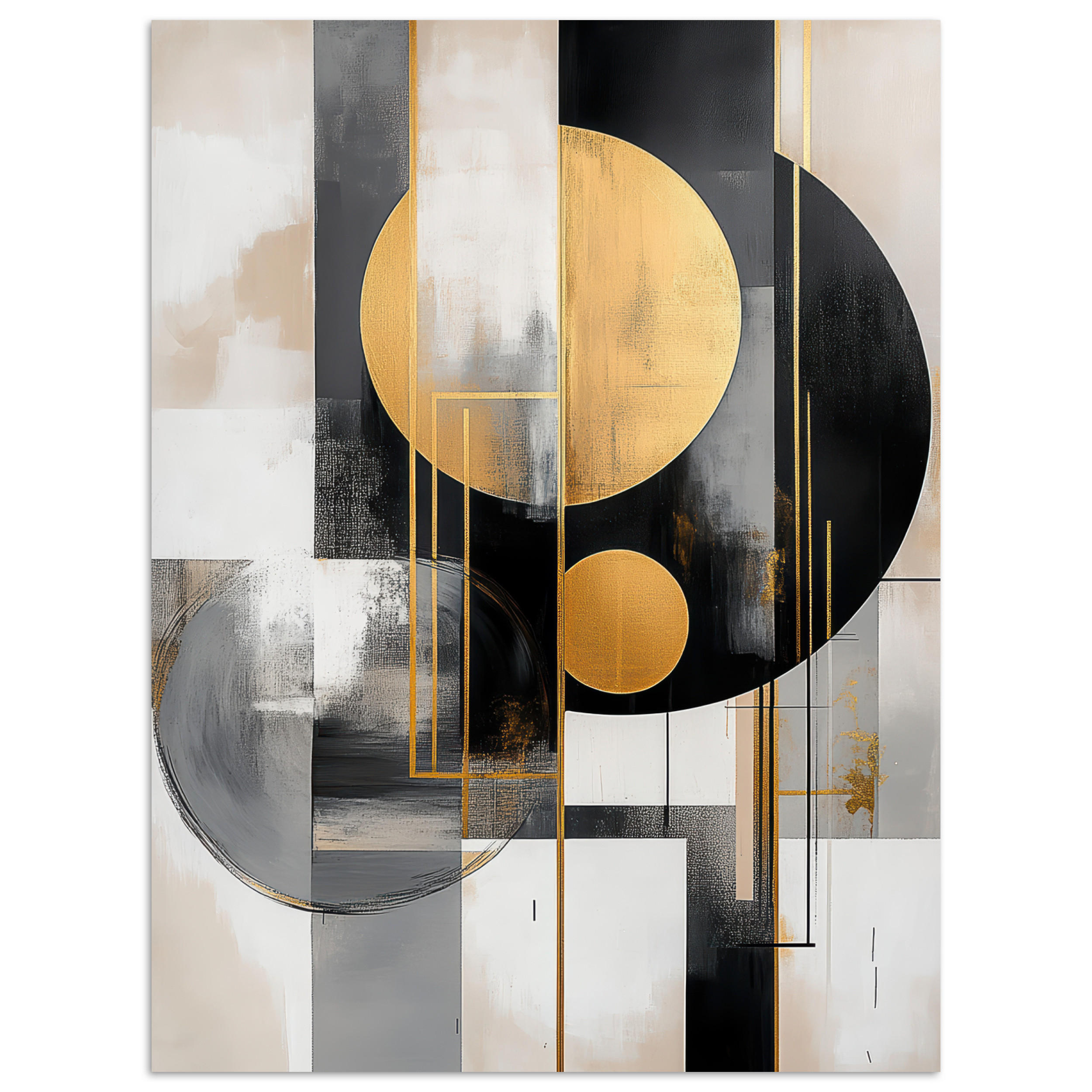 MuchoWow PLAKÁT Abstraktní - Zlato - Stříbro - Tvary - Estetické - Moderní 60x80 cm