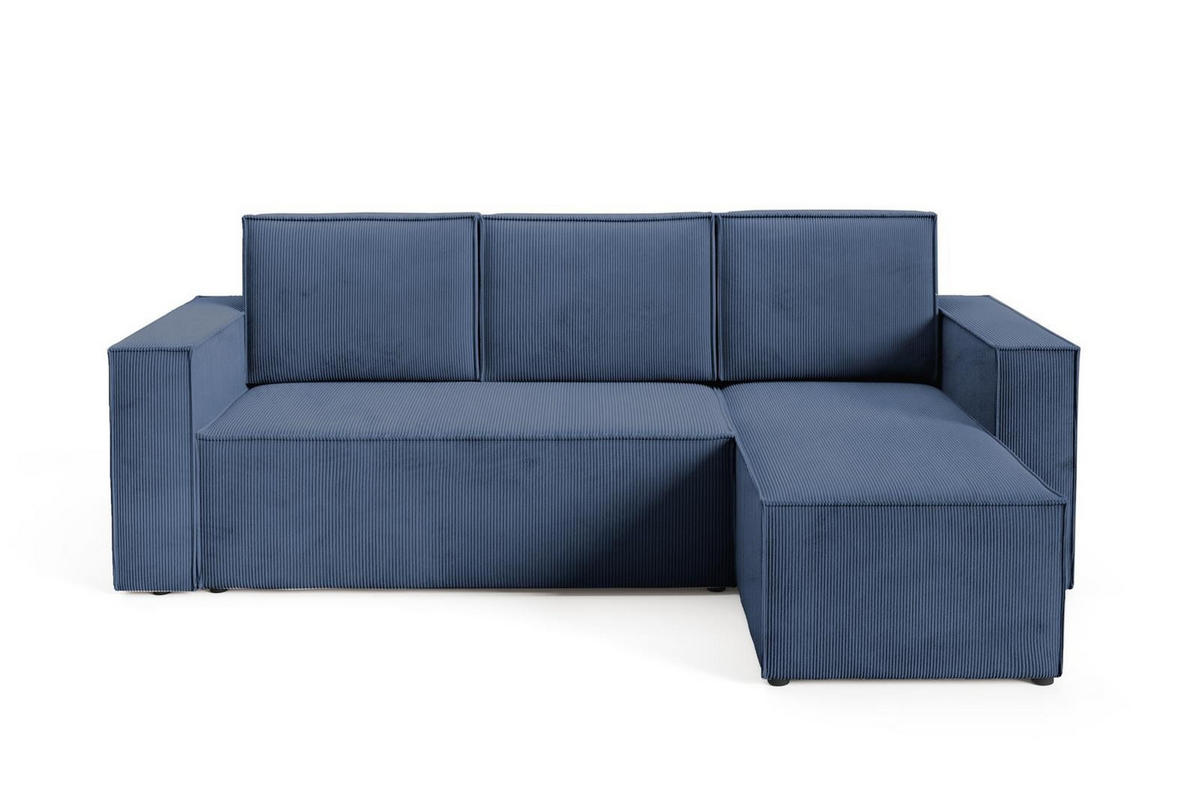 ECKSOFA Roda Dunkelblau, Cord-Ecksofa mit Schlaffunktion - Dunkelblau, Holzwerkstoff/Textil (248/150cm) - Bettso