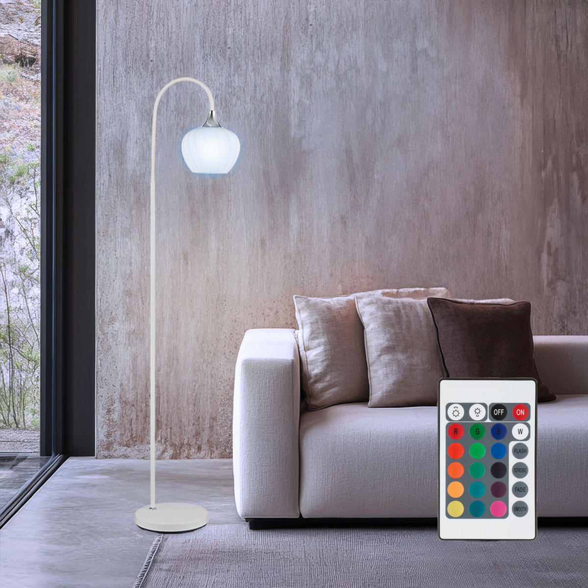 LED STEHLEUCHTE MAXY Glas Weiß - Weiß, Glas (39/25/150cm) - Globo Lighting