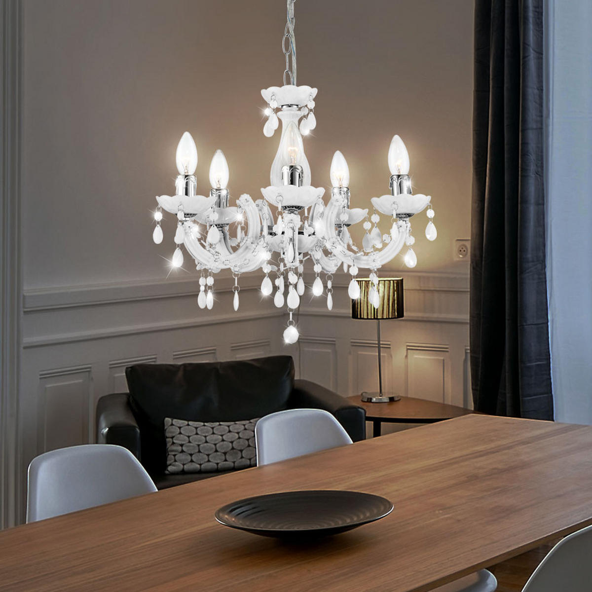 KRONLEUCHTER Metall Weiß - Weiß, Metall (44/44/128cm) - Globo Lighting