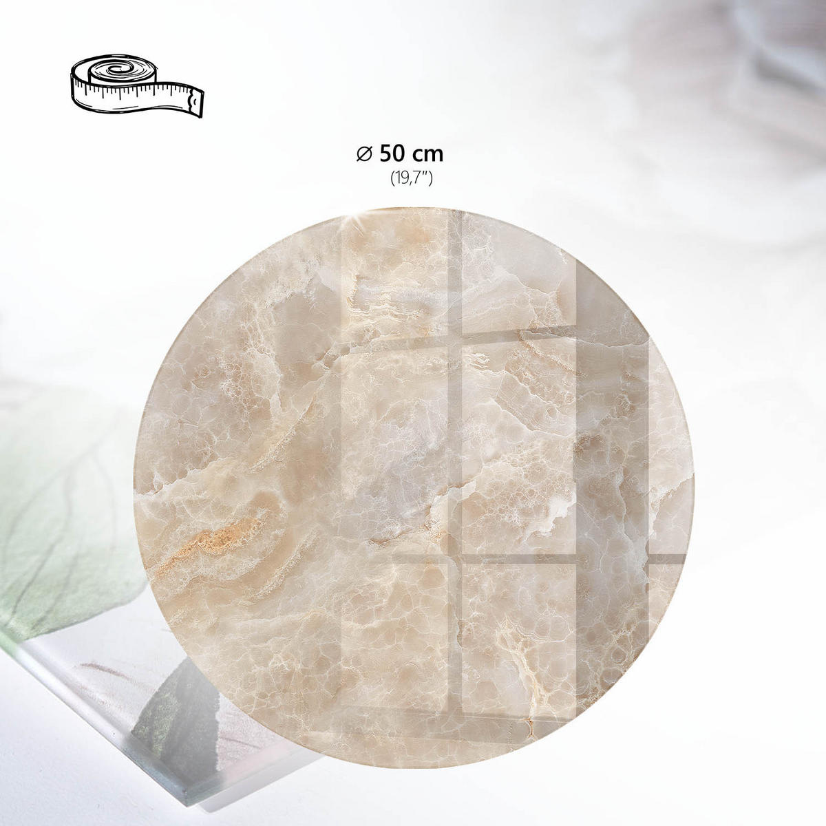 GLASPLATTE fi50 cm – Marmorstruktur - Grau, Glas (0.4/50/50cm) - ArtPrintCave