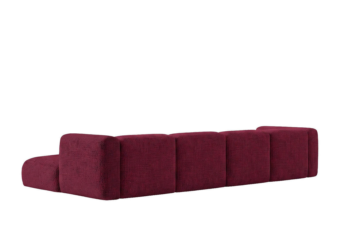 ECKSOFA U-Form, Chenille-Stoff Cremona, Rotwein, GRETA - Weinrot, Holz (408/70/179cm) - Kaiser Möbel