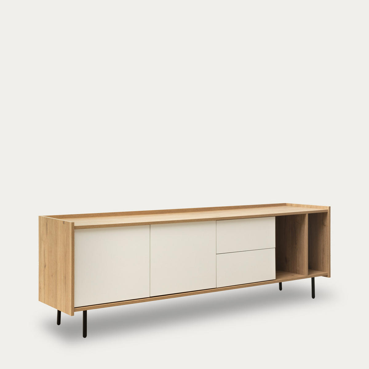 TV-ELEMENT Nadine Natur - Weiß 184.2 cm x 59.6 cm - Braun, Holzwerkstoff (184/59/41cm) - Kenay Home