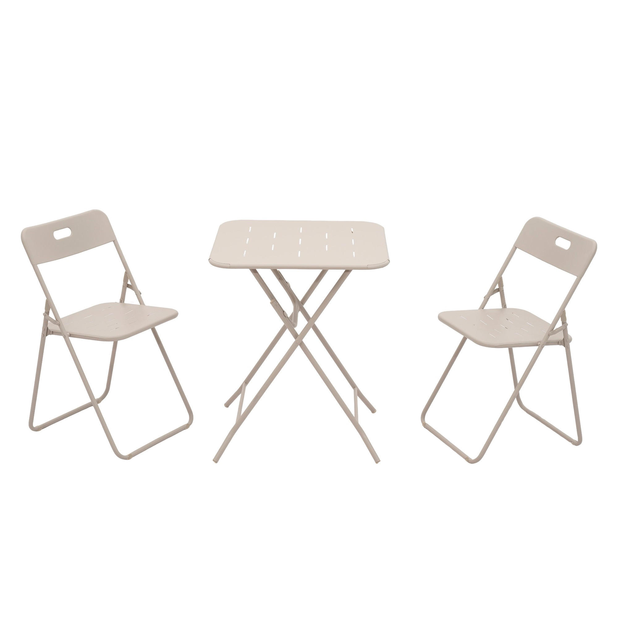 BALKONSET BISTRO SET,klappbar,Metall,für 2 Personen,Beige - Beige, Metall - LVHOM