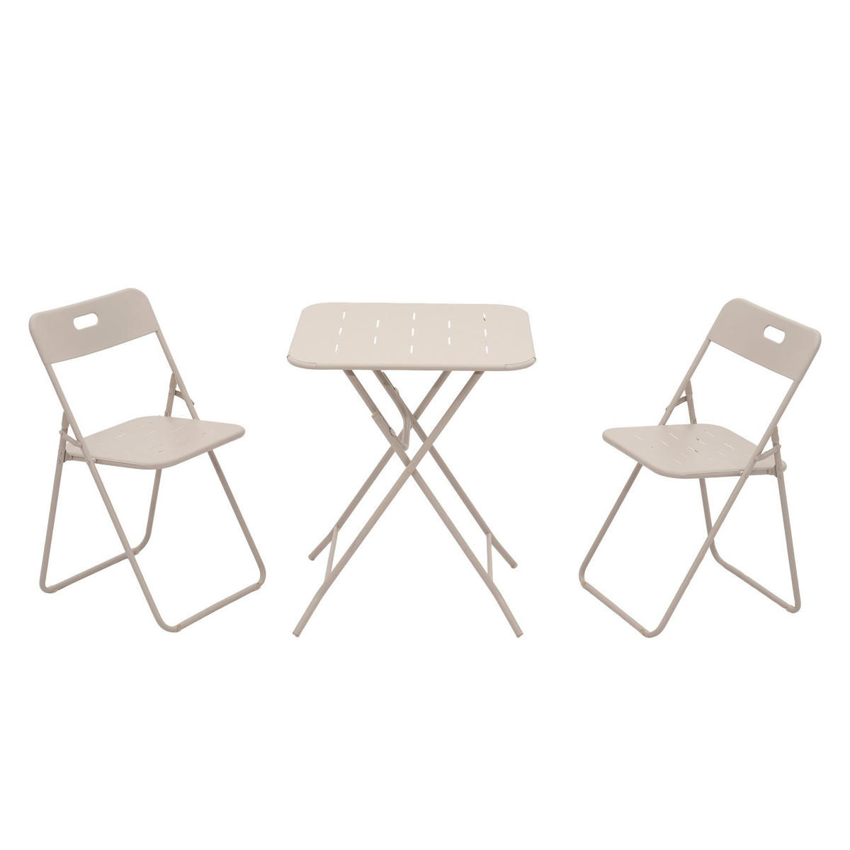 BALKONSET BISTRO SET,klappbar,Metall,für 2 Personen,Beige - Beige, Metall - LVHOM