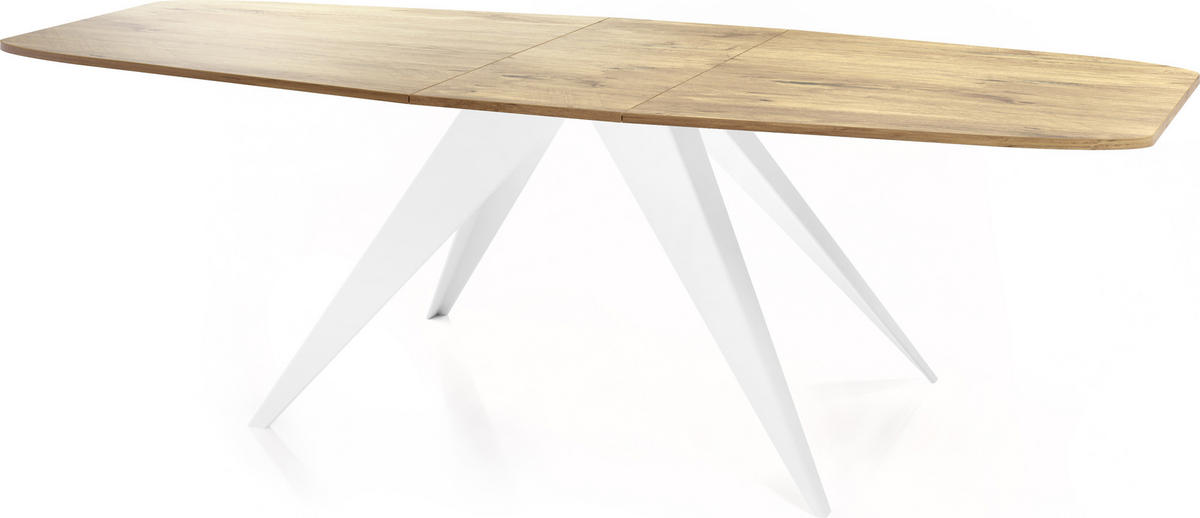 ESSTISCH Fatina rechteckig ausziehbar, Lancelot Eiche 180-218/90/76 cm - Eichefarben/Weiß, Holzwerkstoff/Metall (180/90/76cm) - WFL GROUP
