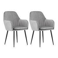 ESSZIMMERSTUHL Liv (2er-Set) - Silberfarben/Schwarz, Textil/Metall (56/86/57cm) - Home Collective