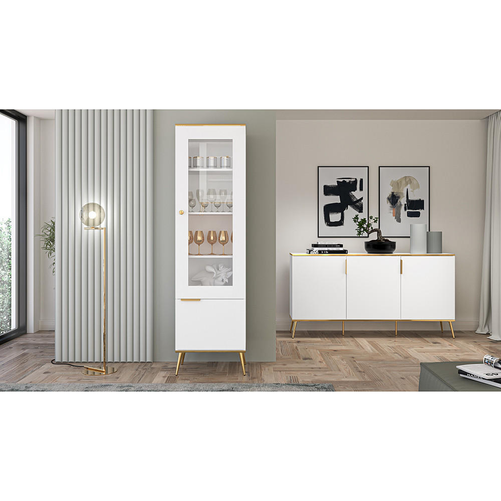 WOHNZIMMER-SET 2-TLG. Vlora-131 - Weiß, Holzwerkstoff (225/195/40cm) - Lomado