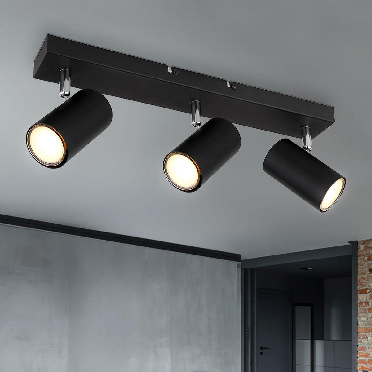 DECKENLEUCHTE Schwarz schwenkbare Strahler - Schwarz, Metall (41/6/12cm) - Globo Lighting