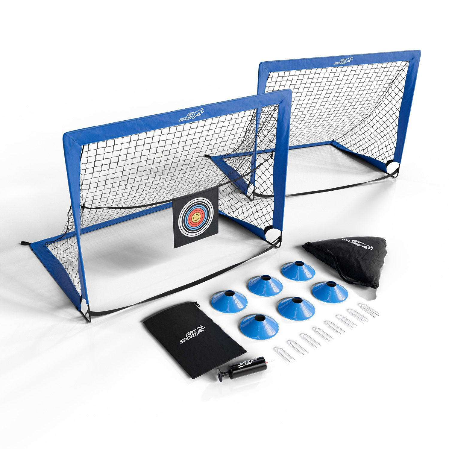 FUSSBALLTOR Goal Master Pop-up inkl Zubehör blau (2er-Set) - Blau, Kunststoff (120/90cm) - Artsport