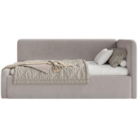JUGENDBETT Fanko Samt Graubeige 90x200 cm - Taupe/Schwarz, Kunststoff/Textil (90/200cm) - Selsey