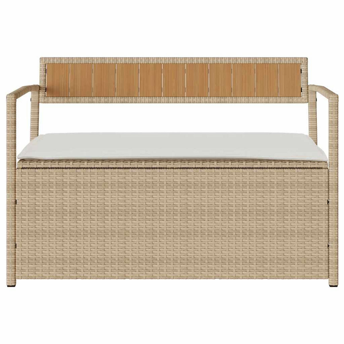 GARTENBANK Mit Stauraum Und Kissen Beige Poly Rattan - Beige, Kunststoff (54/74/111.5cm) - vidaXL