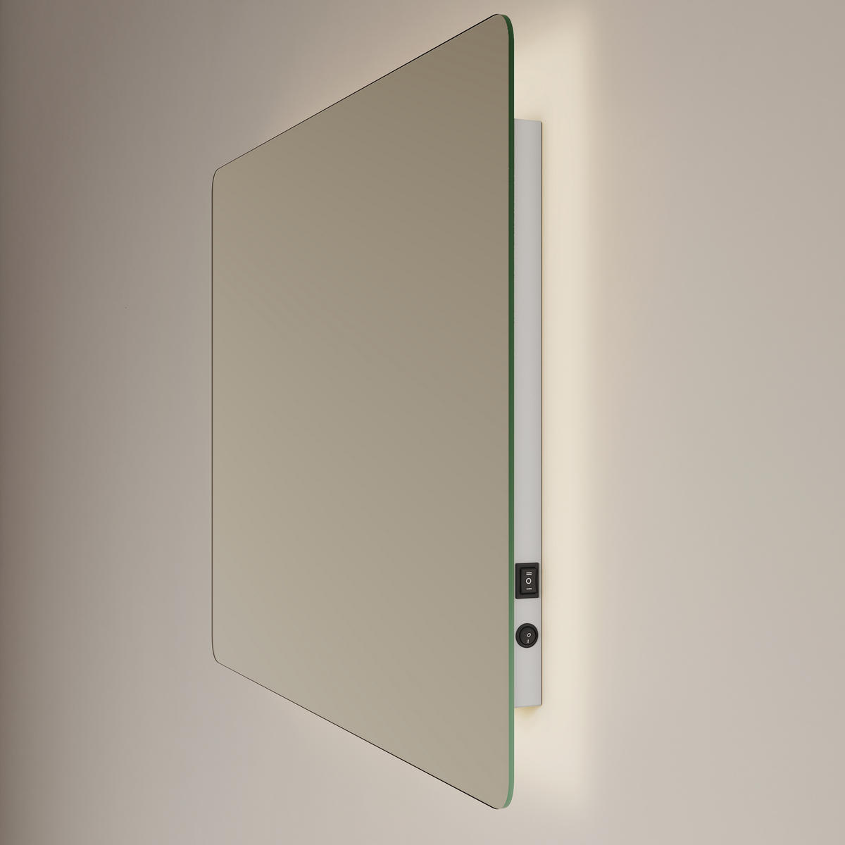 BADSPIEGEL mit Anti-Beschlag Beleuchtung Rechteckig 60/50 cm - Weiß, Glas (50/3.6/60cm) - EMKE