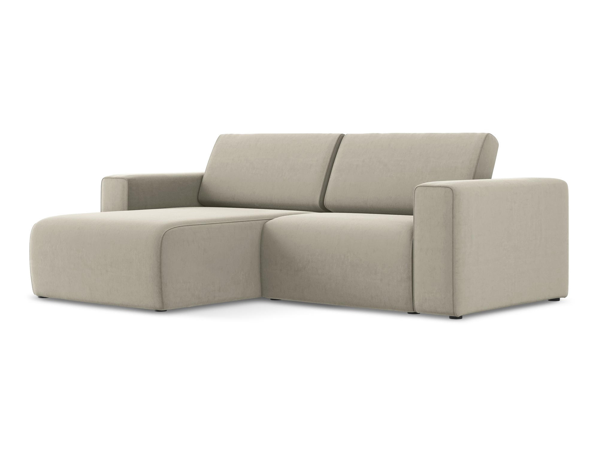 ECKSOFA Links Samt Stoff Creme - Perlmutt/Lila, Kunststoff/Textil (167/224cm) - Makamii