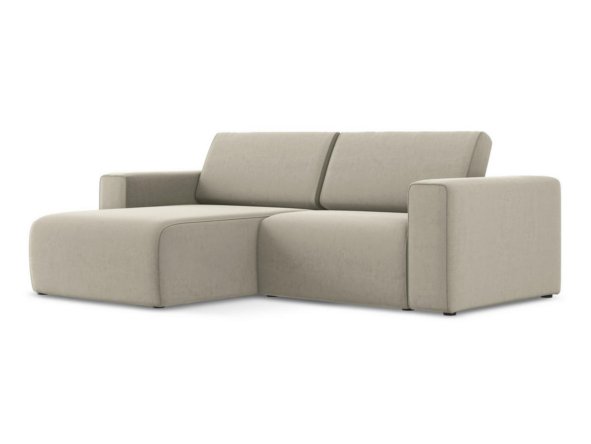 ECKSOFA Links Samt Stoff Creme - Perlmutt/Lila, Kunststoff/Textil (167/224cm) - Makamii