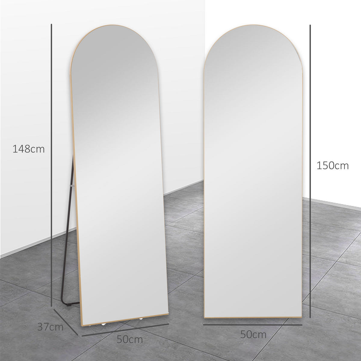 GANZKÖRPERSPIEGEL MDF Glas Gold - Goldfarben, Glas (3.6/150/50cm) - HOMCOM