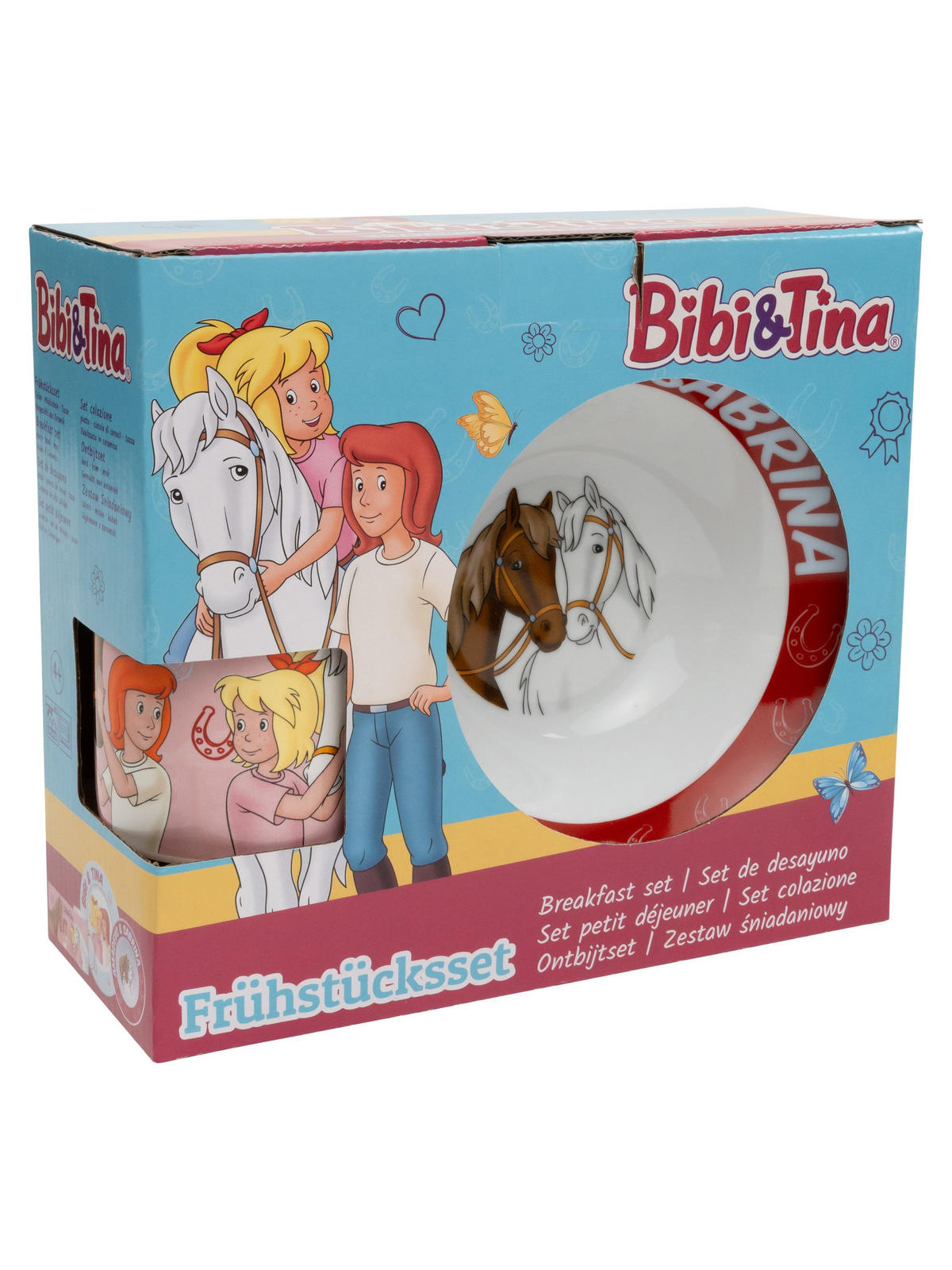 FRÜHSTÜCKSSET Bibi & Tina Pferde Rot/Blau 3-teilig - Multicolor, Keramik (23.8/11.2/23.3cm) - United Labels