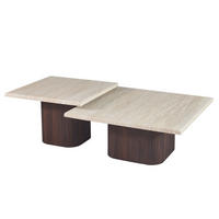COUCHTISCH Set Alviano Braun Travertin Tischplatten - Braun, Keramik (90/90/38cm) - alesvelt