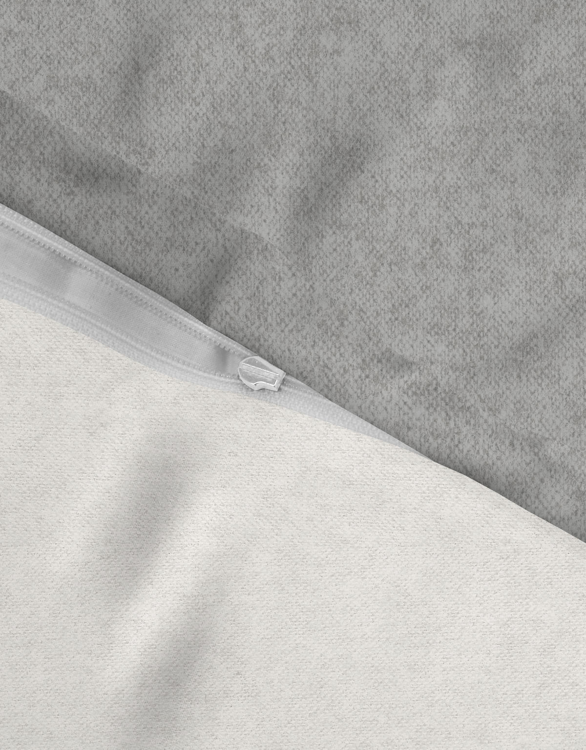 BETTWÄSCHE-GARNITUR Premium Biber Melange UNI sturmgrau, 155x200 cm + 80x80 cm - Grau, Textil (155/200cm) - biberna