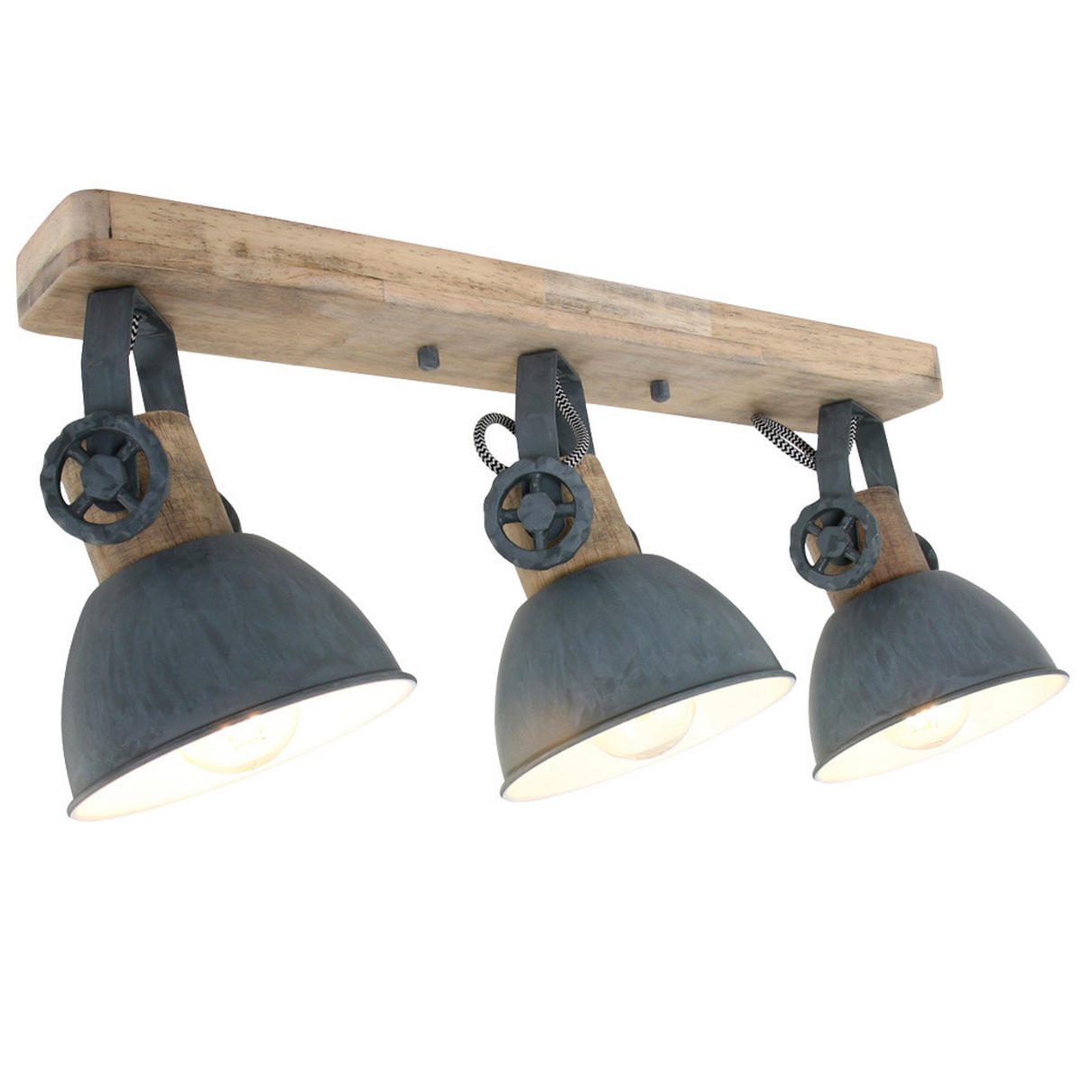 DECKENLEUCHTE Holz Grau Metall verstellbar - Grau, Holz (59/17/19cm)