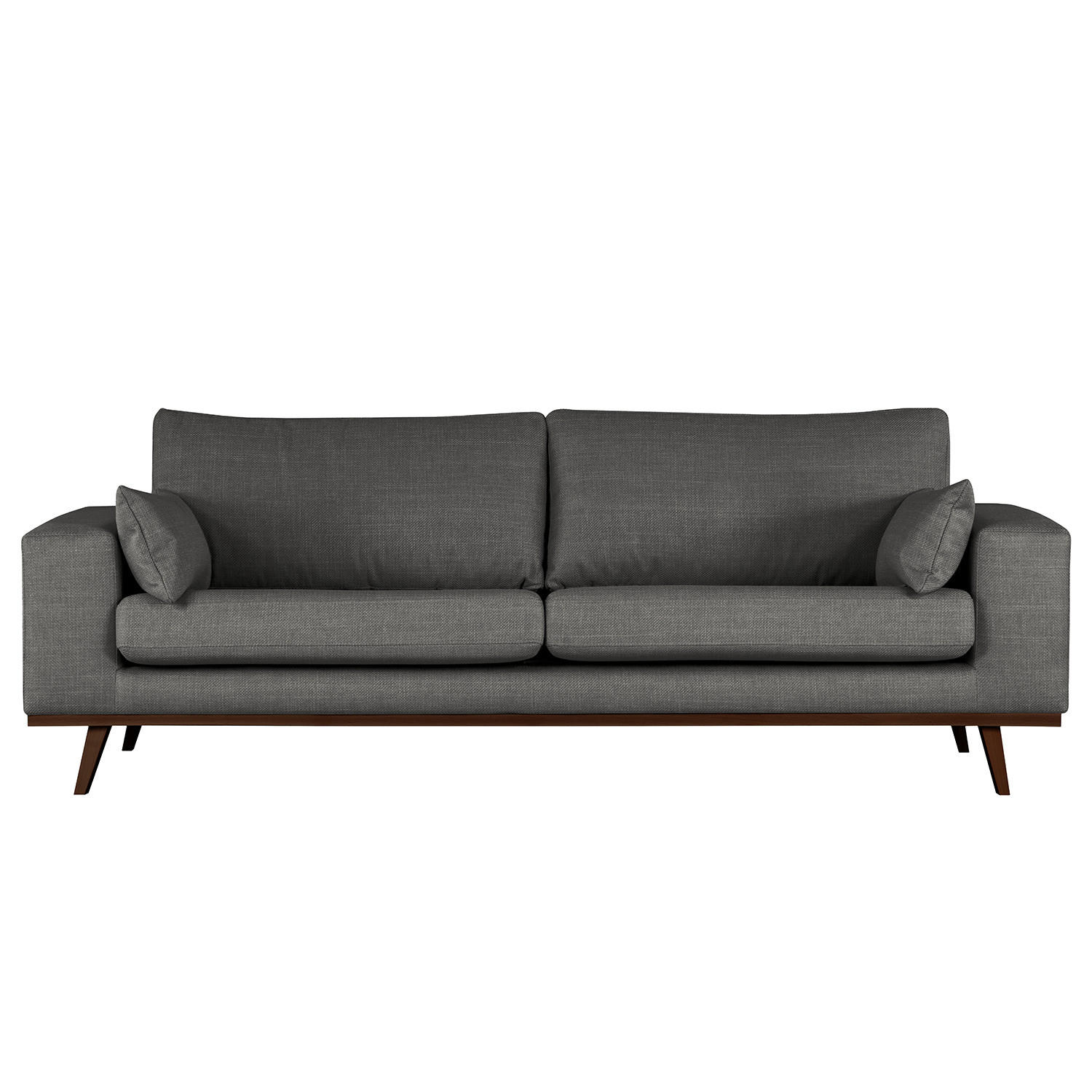 2-SITZER SOFA - Dunkelgrau/Buchefarben, Buchenholz/Textil (197/81/88cm) - home24