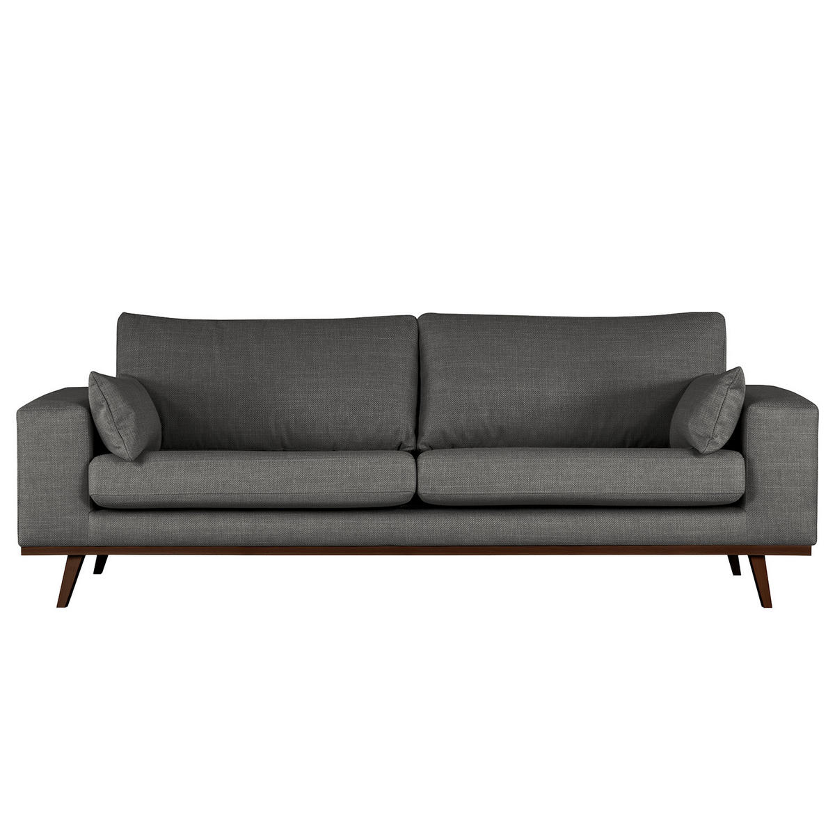 2-SITZER SOFA - Dunkelgrau/Buchefarben, Buchenholz/Textil (197/81/88cm) - home24