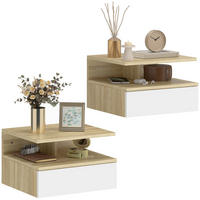 NACHTTISCH Weiß Eiche Spanplatte mit Schublade und offenem Fach 2er-Set - Eichefarben, Holzwerkstoff (35/22.5/32cm) - PANGIVO