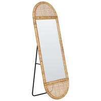 OGLINDĂ PE SUPORT 150 cm ratan culoare naturală Barges - culoare naturală/negru, materiale naturale (50/150/3cm) - Beliani