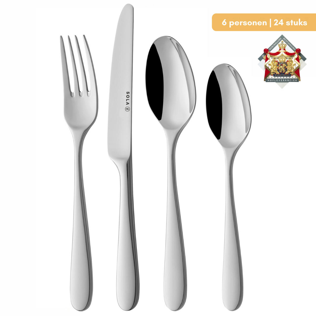 BESTECKSET Nordica - 18/10 Edelstahl - 24-teilig / 6 Personen - Silberfarben, Metall - Sola