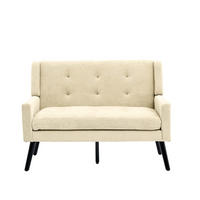 2-SITZER-SOFA Massivholz,dicke Schaumfüllung,Leinenstoff,Beige - Beige, Textil (119/88/75cm) - LVHOM