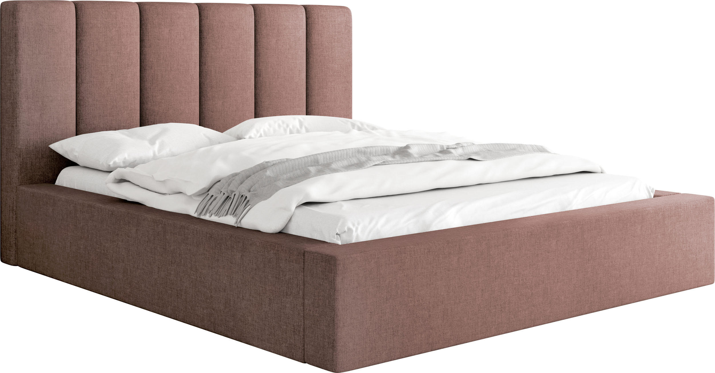 POLSTERBETT Amira - Birkefarben/Rot, Holzwerkstoff/Kunststoff (120/200cm) - WFL GROUP
