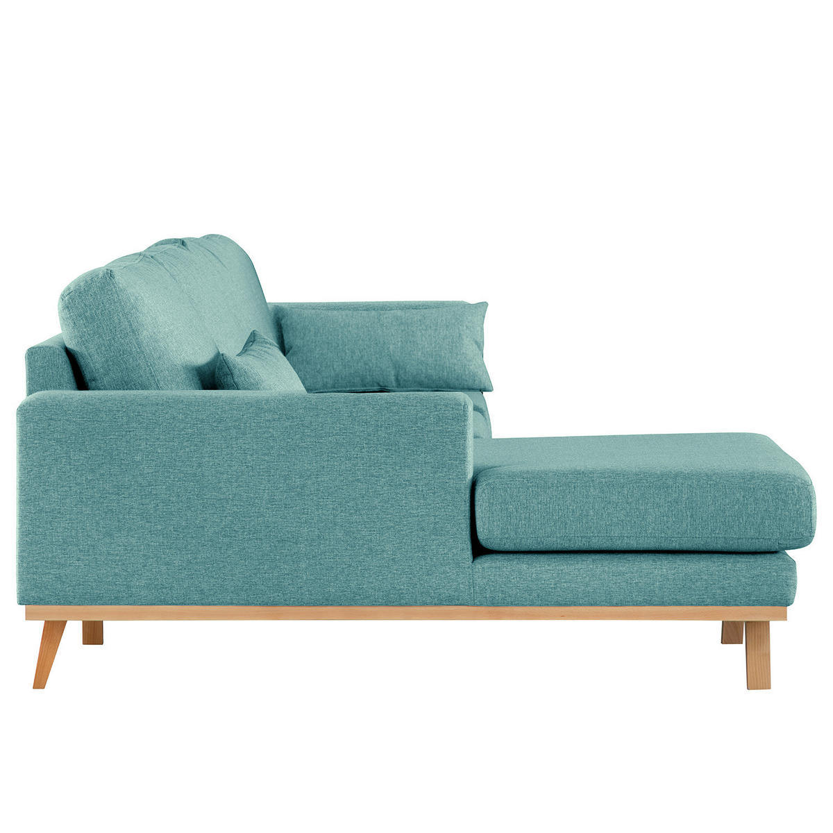 ECKSOFA mit Longchair - Buchefarben/Petrol, Textil (281/153cm) - home24
