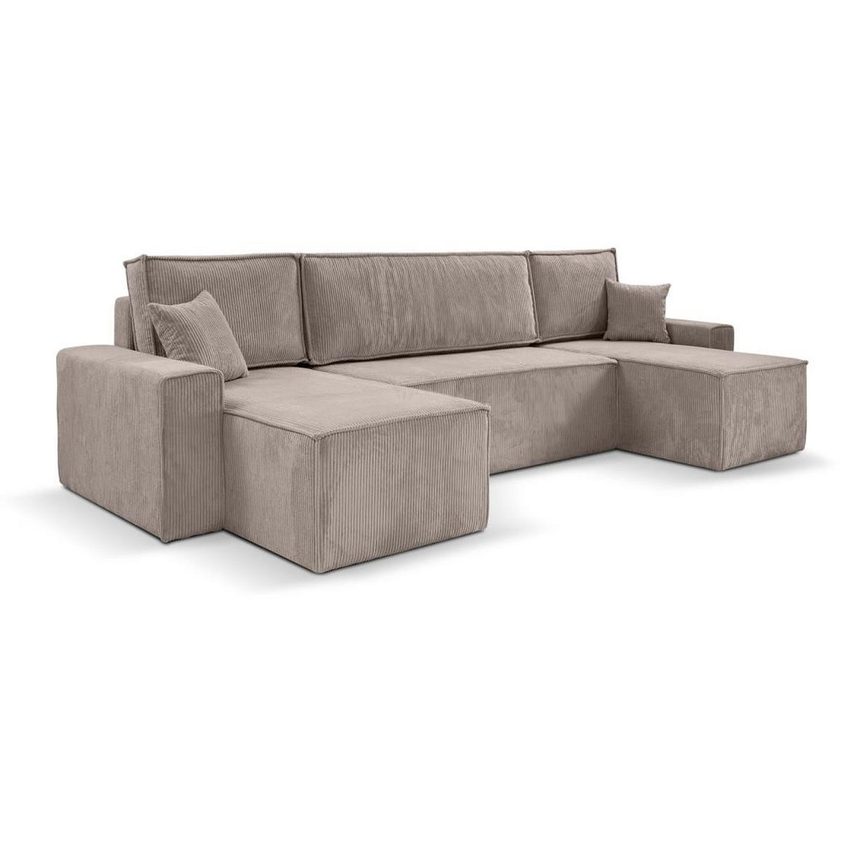 WOHNLANDSCHAFT Hektor U mit Schlaffunktion cappuccino - Cappuccino, Textil (318/94/152cm) - Beautysofa