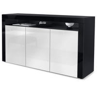 SIDEBOARD Valencia Weiß Hochglanz / Schwarz Hochglanz - Weiß Hochglanz, Holzwerkstoff (155/92/40cm) - Vladon