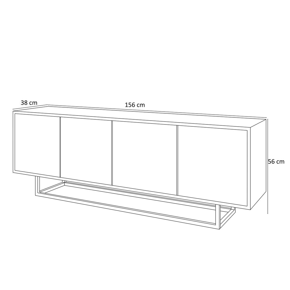 TV-ELEMENT SANAYI II Eiche Artisan/Weiß auf Metallgestell - Weiß, Holzwerkstoff (156/56/38cm) - Lookway