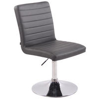 DREHSTUHL Lederlook grau - Chromfarben/Grau, Textil/Metall (44/81/60cm) - CLP