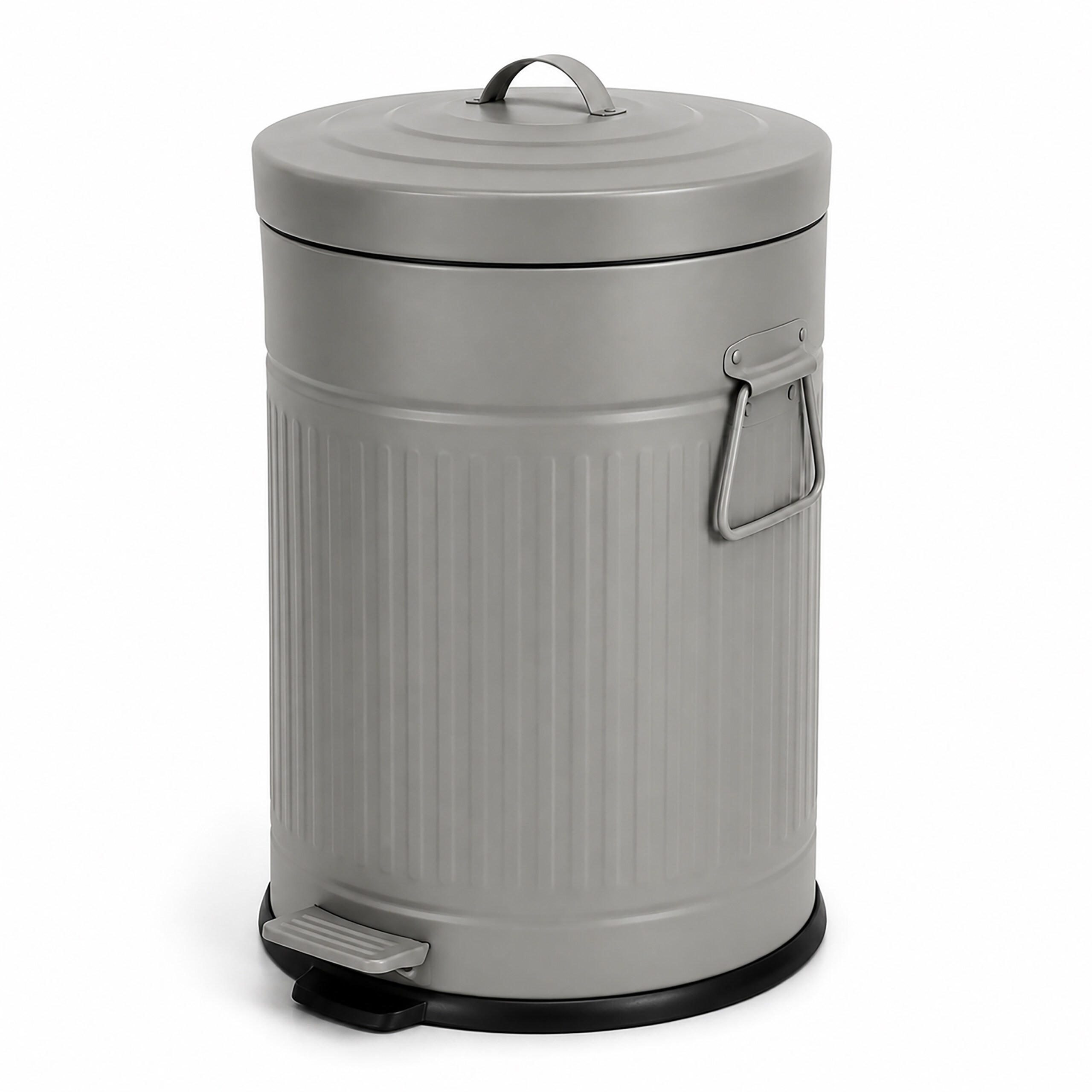 MÜLLEIMER Grau Tretpedal Soft Close Metall 20 l - Grau, Kunststoff/Metall (29.5/47/29.5cm) - Relaxdays