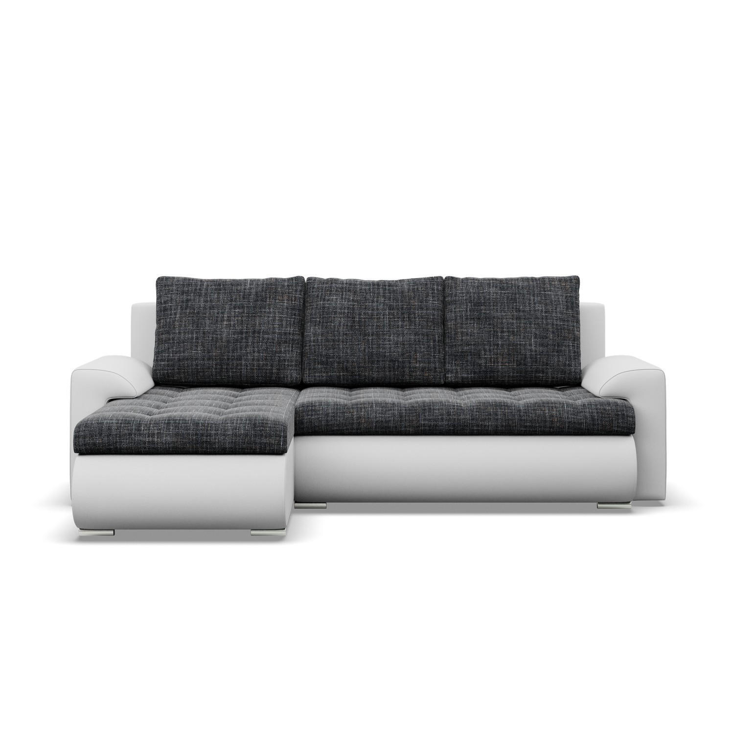 ECKSOFA LINKS MIT SCHLAFFUNKTION FORESTA, Schwarz + Grau - Schwarz/Grau, Textil (230/159cm) - Mebligo