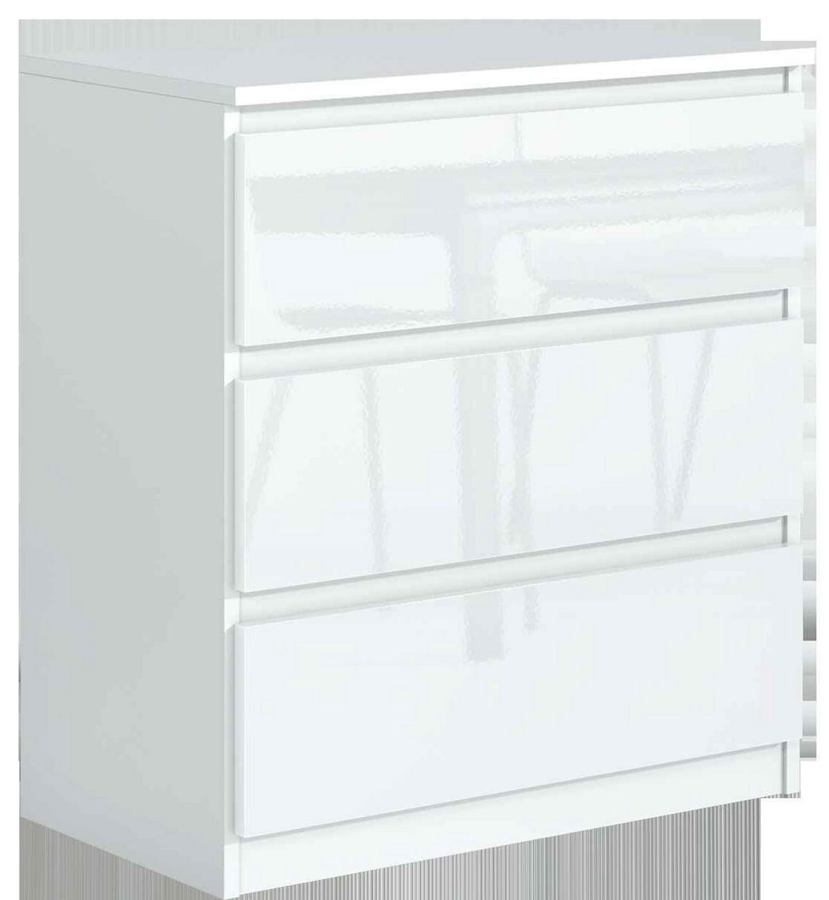 KOMMODE NUDO 70/78,5/39cm mit 3 Schubladen Türen Weiß - Weiß Hochglanz/Weiß, Holzwerkstoff (70/78.5/39cm) - MASSENO