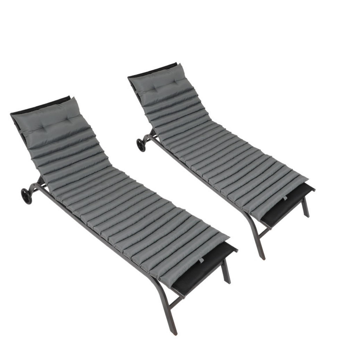 LIEGESTUHLAUFLAGE Grau 2er-Set - Grau, Kunststoff (64/2.3/190cm)