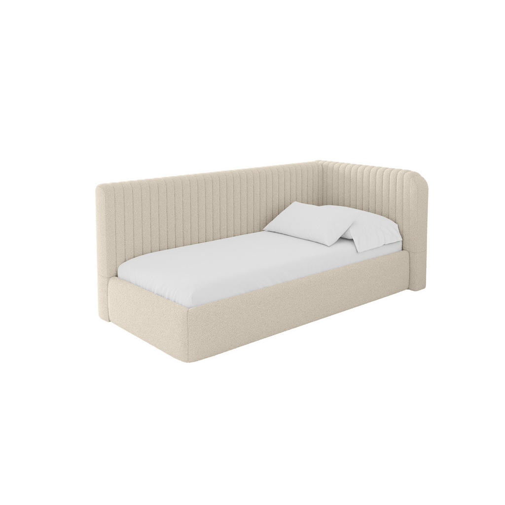 ALTDECOR JEDNOLŮŽKOVÁ POSTEL pro mládež s úložným prostorem, vlevo - AURY 90x200 tmavě béžová