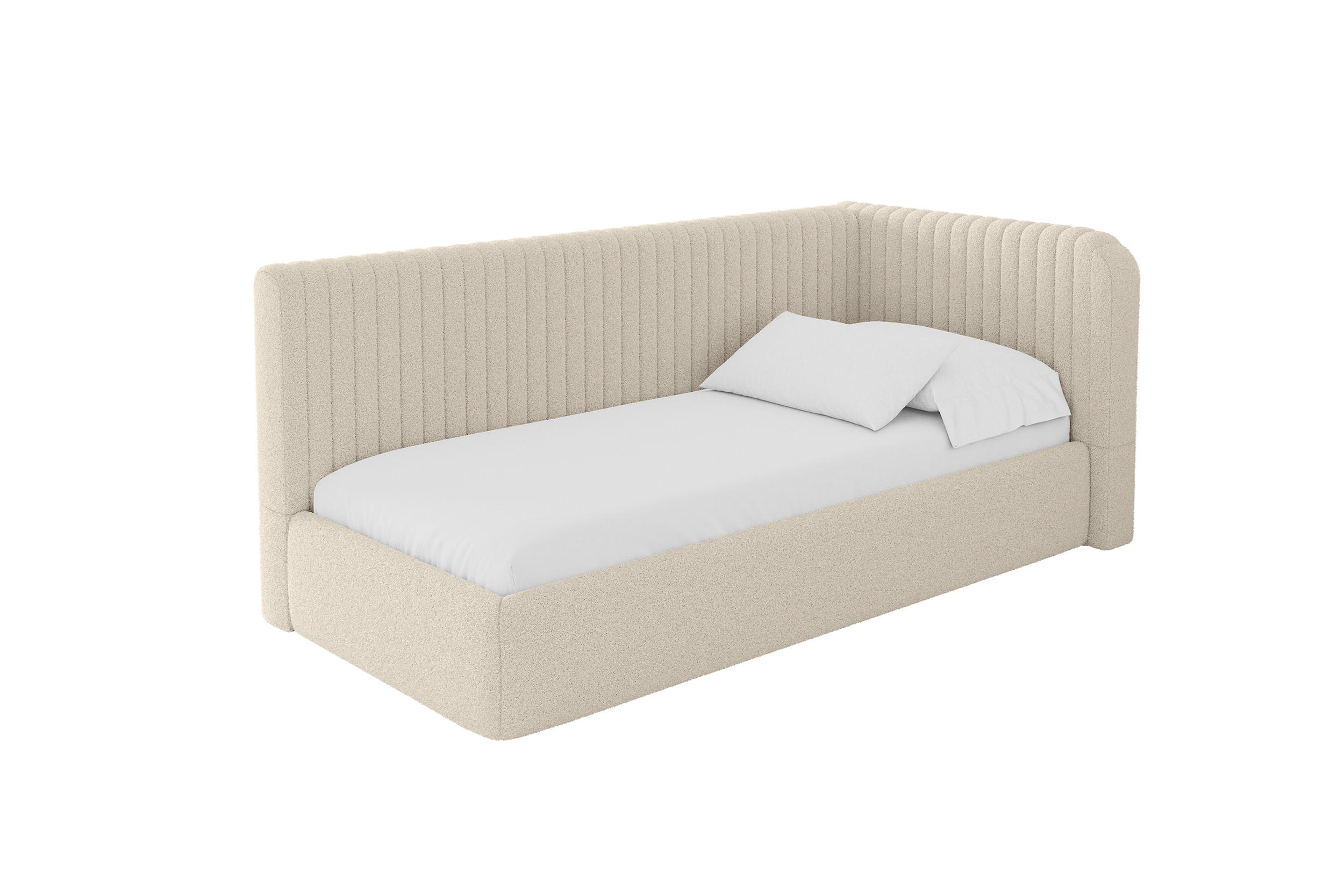 EINZELLBETT Jugendbett mit Bettkasten und Matratze H3/H4, Links - AURY 90x200 Dunkelbeige - Cappuccino, Holzwerkstoff/Textil (90/200cm) - ALTDECOR