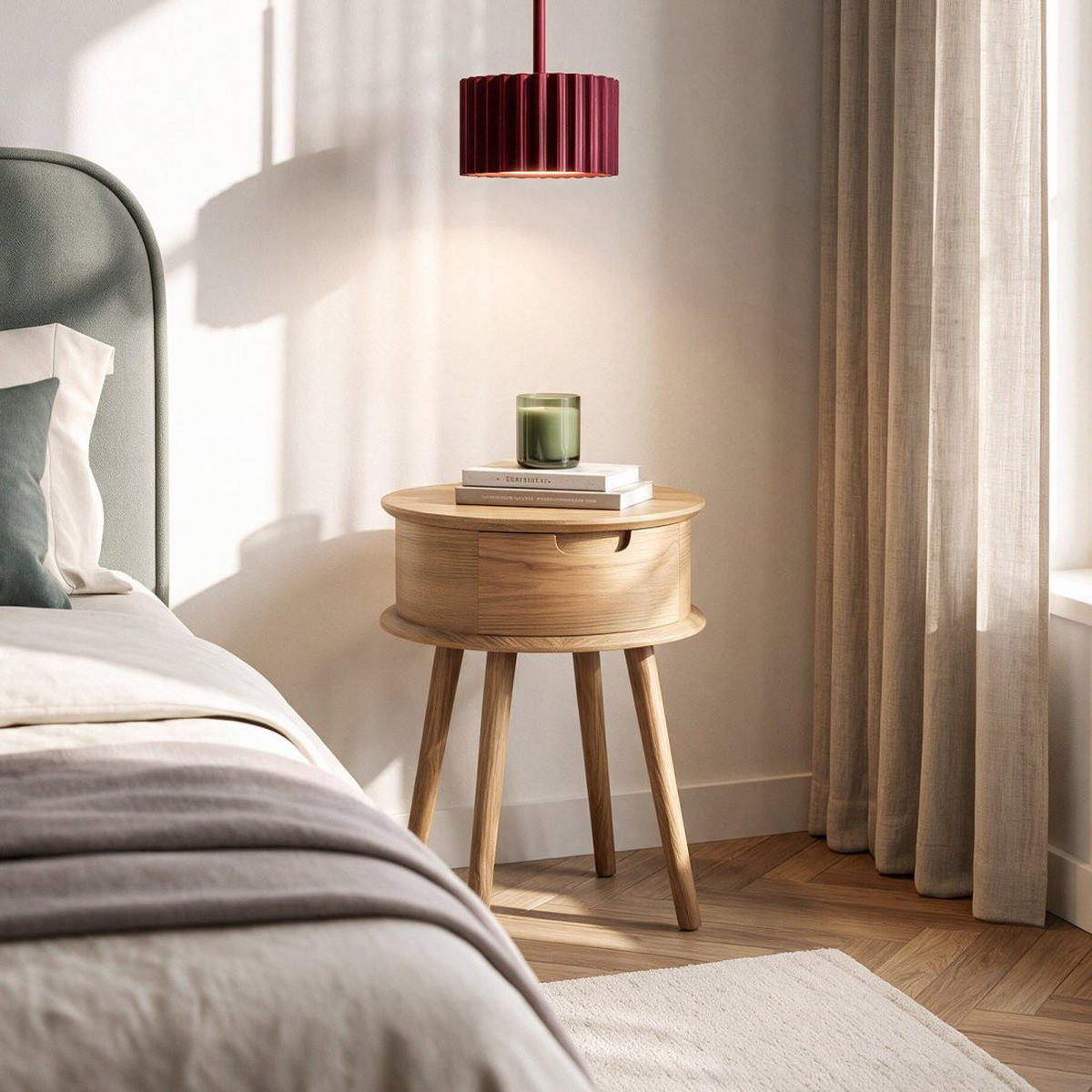 NACHTTISCH MIT 1 SCHUBLADE Muna Natürlich 40 cm x 51 cm - Naturfarben, Holzwerkstoff (40/51/40cm) - Klast Home